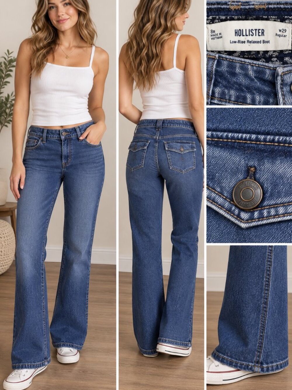 Hollister Low Rise Relaxed Boot Jeans W29 Regular Blue Denim Y2K Western 90's
